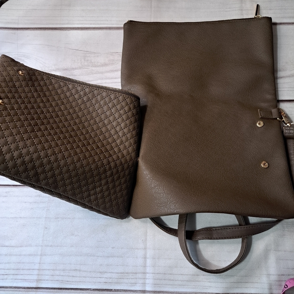 Rampage Fold Over Adjustable Crossbody Bag With Detachable Quilted Look Pouch - Picture 13 of 16